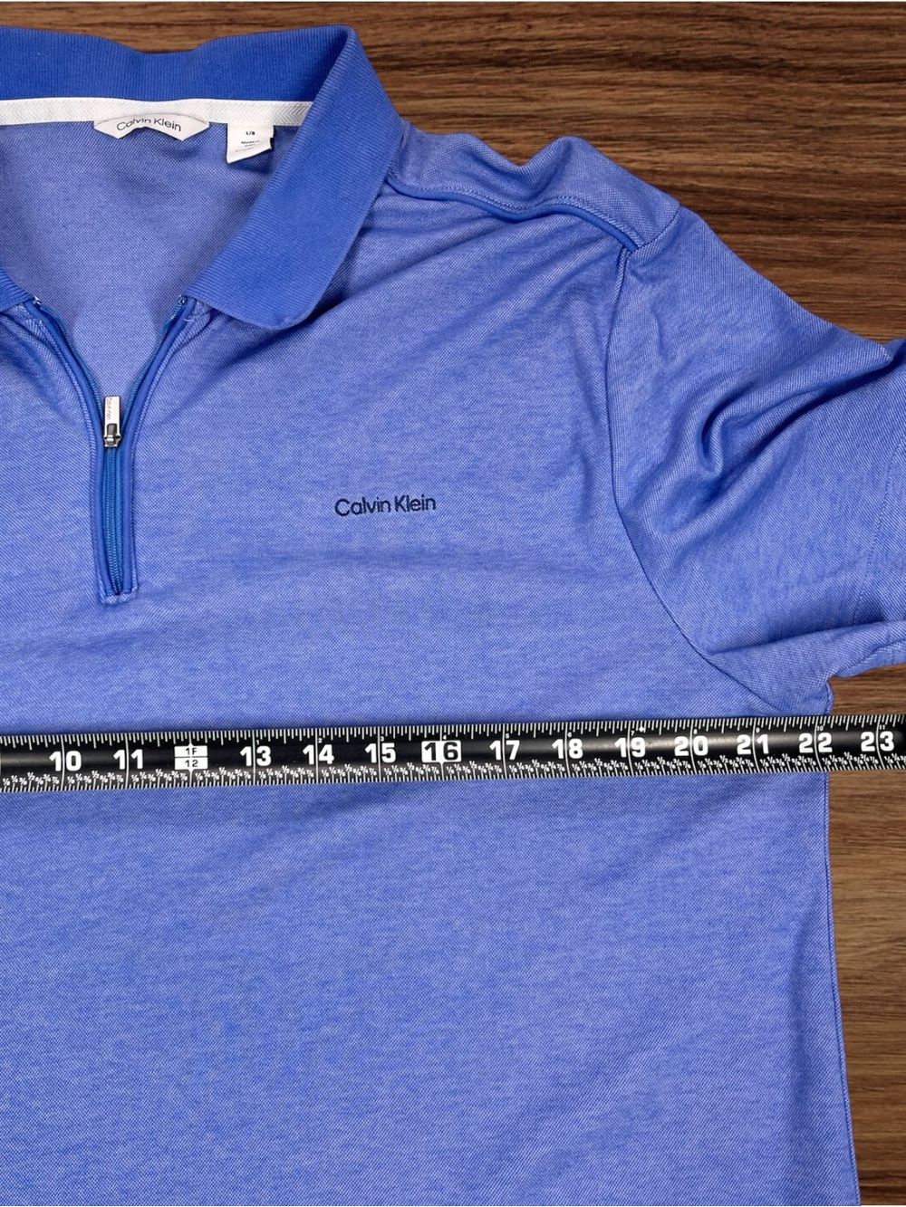 Calvin Klein Men’s Sky Blue Zip Collar Polo. Tag Size Large. Fits Medium. - Picture 5 of 7